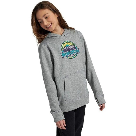 Burton Kids Hoodie Gray Oak Pullover Sweatshirt Graphic Outdoor Medium 10-12 - Picture 1 of 10